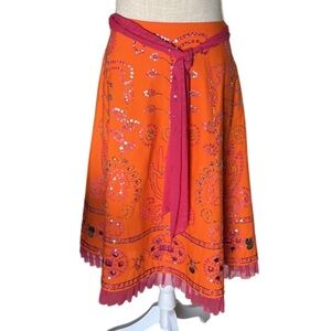 Basil And Maude Anthropologie Womens Embellished A Line Skirt - 8